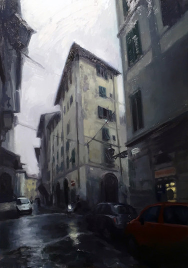Картина под названием "Florence cityscape 8" - Guillaume Henrich, Подлинное произведение искусства, Масло
