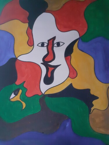 Painting titled "Personnage déformé…" by Guillaume Monnet, Original Artwork, Acrylic