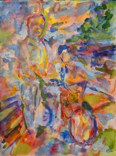 Painting titled "Le cycliste" by Guillaume Pelican, Original Artwork, Acrylic
