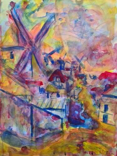 Painting titled "Montmartre" by Guillaume Pelican, Original Artwork, Acrylic