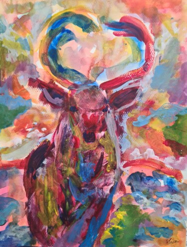Malerei mit dem Titel "Animal des bois" von Guillaume Pelican, Original-Kunstwerk, Acryl