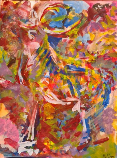 Peinture intitulée "Le cerf au soleil" par Guillaume Pelican, Œuvre d'art originale, Acrylique