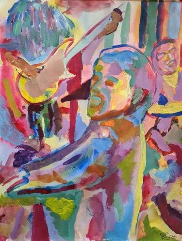 Peinture intitulée "Emmanuel le musicien" par Guillaume Pelican, Œuvre d'art originale, Acrylique