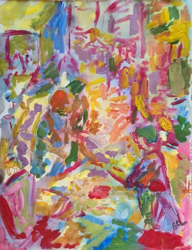 Peinture intitulée "Le marché" par Guillaume Pelican, Œuvre d'art originale, Acrylique
