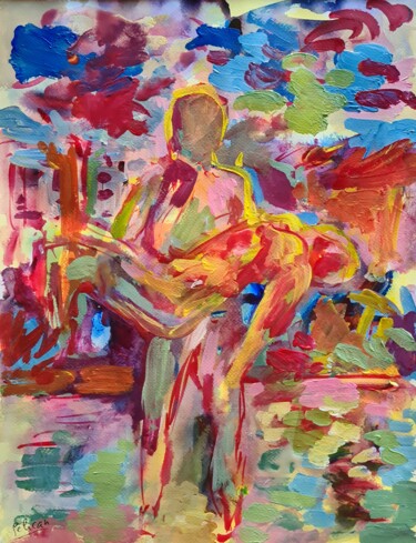 Painting titled "La statue" by Guillaume Pelican, Original Artwork, Acrylic