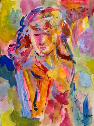 Peinture intitulée "Portrait de femme" par Guillaume Pelican, Œuvre d'art originale, Acrylique