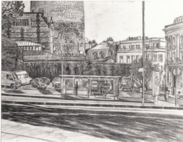 Drawing titled "la gare de Rouen." by Guillaume Pelican, Original Artwork
