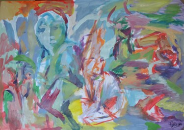 Painting titled "personnages" by Guillaume Pelican, Original Artwork