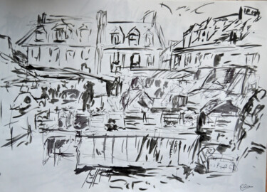 Drawing titled "place du marché d'E…" by Guillaume Pelican, Original Artwork, Other