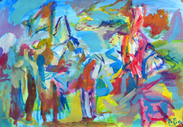 Peinture intitulée "cavaliers" par Guillaume Pelican, Œuvre d'art originale, Acrylique