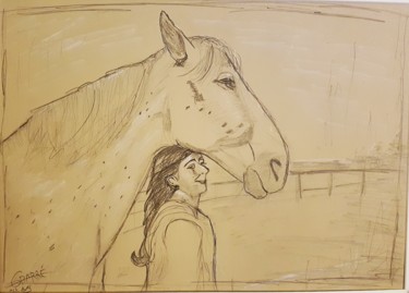 Dessin intitulée "Lili et Guapo" par Guillaume Van Ruymbeke, Œuvre d'art originale, Graphite