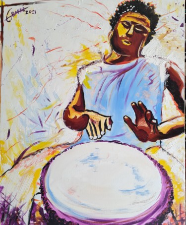 Painting titled "Percussion Echoes" by Guillaume Van Ruymbeke, Original Artwork, Oil