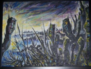 Painting titled "opposition" by Guillaume Van Ruymbeke, Original Artwork, Oil
