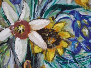 Peinture intitulée "fleurs" par Guillaume Van Ruymbeke, Œuvre d'art originale, Huile