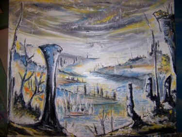 Painting titled "Le village jaune" by Guillaume Van Ruymbeke, Original Artwork
