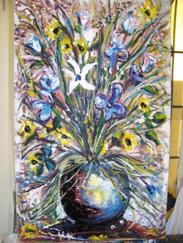 Painting titled "Bouquet mauve" by Guillaume Van Ruymbeke, Original Artwork