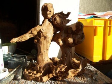 Sculpture intitulée "couple et enfant" par Guillaume Van Ruymbeke, Œuvre d'art originale