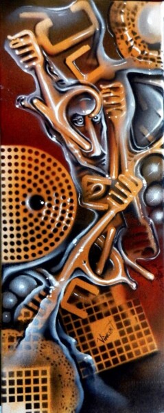 Peinture intitulée "Musicool 2" par Guillaume Vincent, Œuvre d'art originale, Bombe aérosol Monté sur Châssis en bois
