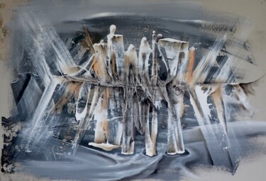 Картина под названием "Colonne" - Guillaume Vincent, Подлинное произведение искусства, Акрил Установлен на Деревянная панель
