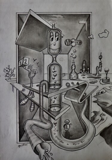 Drawing titled "Vaccin +" by Guillaume Vincent, Original Artwork, Pencil