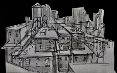 Drawing titled "Terrasse 3" by Guillaume Vincent, Original Artwork, Pencil