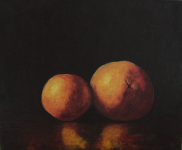 Painting titled "Deux oranges" by Guillaume Caron-Maus, Original Artwork, Oil