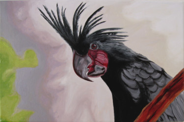 Peinture intitulée "Perroquet sombre" par Guillaume Caron-Maus, Œuvre d'art originale, Huile
