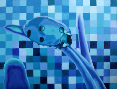 Painting titled "Blue Ladybug- carto…" by Guillaume Caron-Maus, Original Artwork, Oil