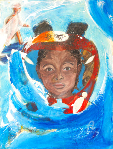 Peinture intitulée "L'enfant au masque" par Guillaume Rist, Œuvre d'art originale, Acrylique Monté sur Châssis en bois
