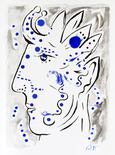 Dessin intitulée "Portrait imaginaire…" par Guillaume Rist, Œuvre d'art originale, Acrylique