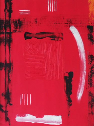 Painting titled "Carré rouge" by Guillaume Robic, Original Artwork, Acrylic Mounted on Wood Stretcher frame