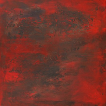 Painting titled "Rouge feu" by Guillaume Robic, Original Artwork, Acrylic Mounted on Wood Stretcher frame