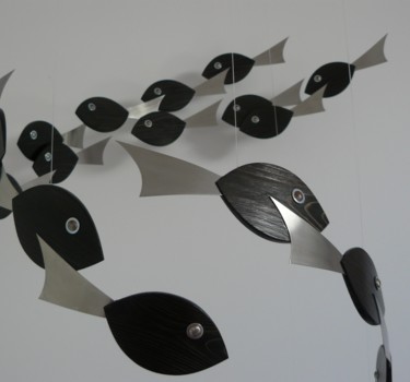 Escultura titulada "La Spirale de Poiss…" por Guillemette Legros, Obra de arte original, Metales