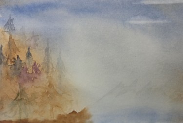 Painting titled "Brouillard matinal" by Guillemette Hervieux, Original Artwork, Watercolor