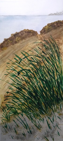 Painting titled "La dune" by Guillemette Hervieux, Original Artwork, Watercolor