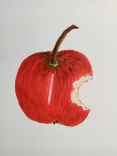 Painting titled "Pomme" by Guillemette Hervieux, Original Artwork, Watercolor