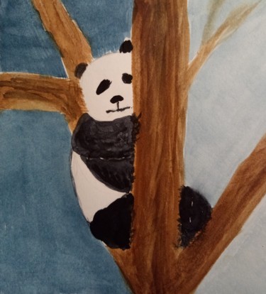 Painting titled "Panda" by Guillemette Hervieux, Original Artwork, Watercolor