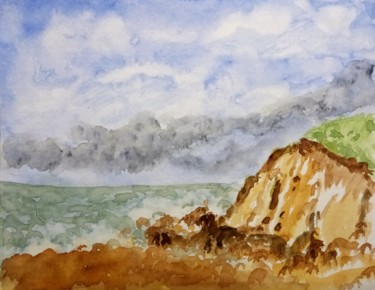 Painting titled "Falaise" by Guillemette Hervieux, Original Artwork, Watercolor