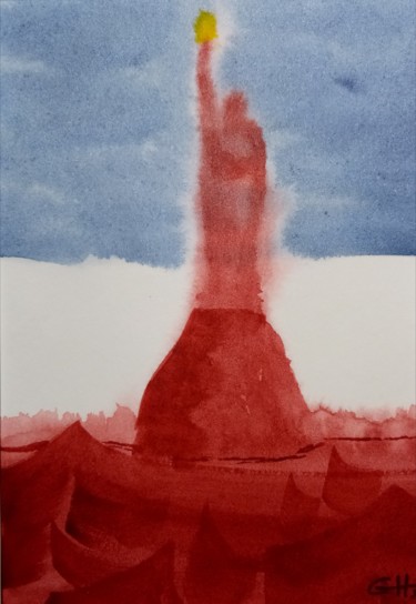 Painting titled "Liberte" by Guillemette Hervieux, Original Artwork, Watercolor