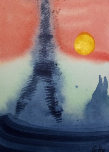 Peinture intitulée "Paris" par Guillemette Hervieux, Œuvre d'art originale, Aquarelle