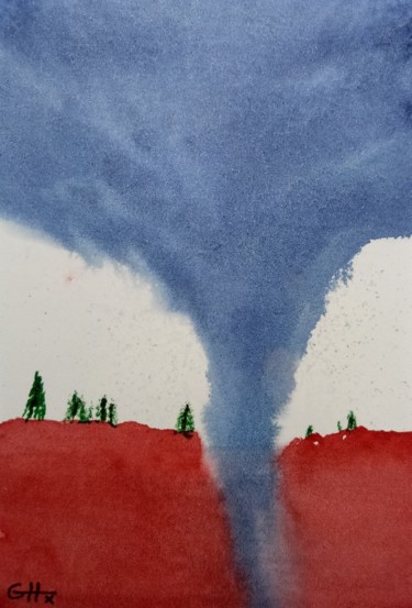 Painting titled "Tornade" by Guillemette Hervieux, Original Artwork, Watercolor