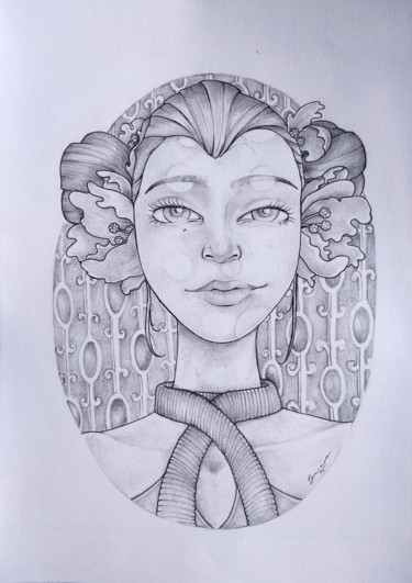 Drawing titled "princesa.jpg" by Guillermo Aponte Celis, Original Artwork, Graphite