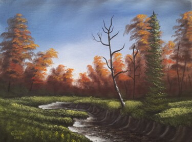 Painting titled "Forest trail" by Guillermo Marcer, Original Artwork, Oil