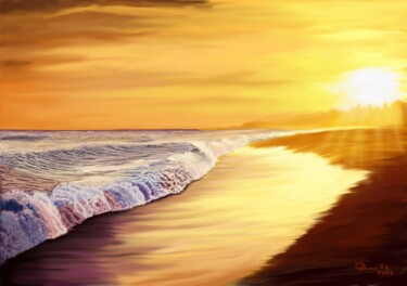 Digital Arts titled "Atardecer mediterra…" by Guillermo Marcer, Original Artwork, Oil