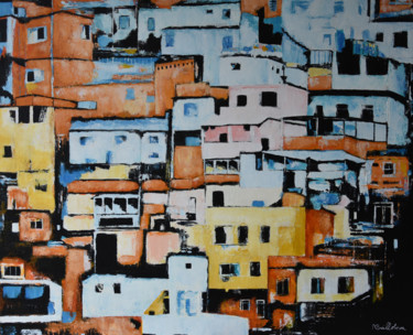 Schilderij getiteld "Favelas" door Michele Guilloteau, Origineel Kunstwerk, Acryl