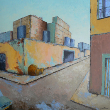 Peinture intitulée "Au coin de la rue" par Michele Guilloteau, Œuvre d'art originale, Acrylique