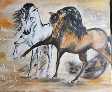 Malerei mit dem Titel "En liberté" von Michèle Guillot, Original-Kunstwerk, Acryl