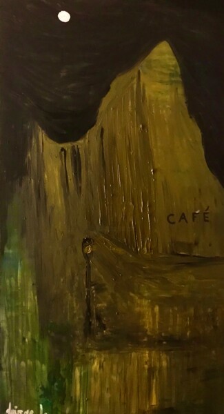 Peinture intitulée "Le Café de la rue h…" par Guizard, Œuvre d'art originale, Acrylique