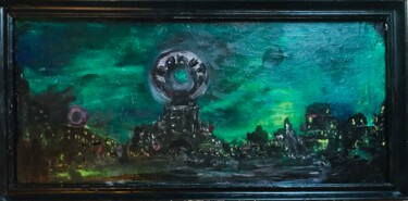 Peinture intitulée "Donuts city after e…" par Guizard, Œuvre d'art originale, Huile