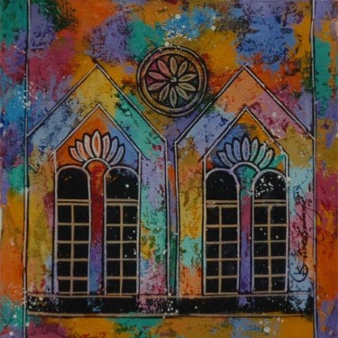 Painting titled "Colourfull window" by Gulage, Original Artwork